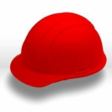 ERB Americana Mega Ratchet Safety Helmets CAP STYLE: 4-PT NYLON SUSPENSION W/RATCHET ADJUSTMENT, Red 19364